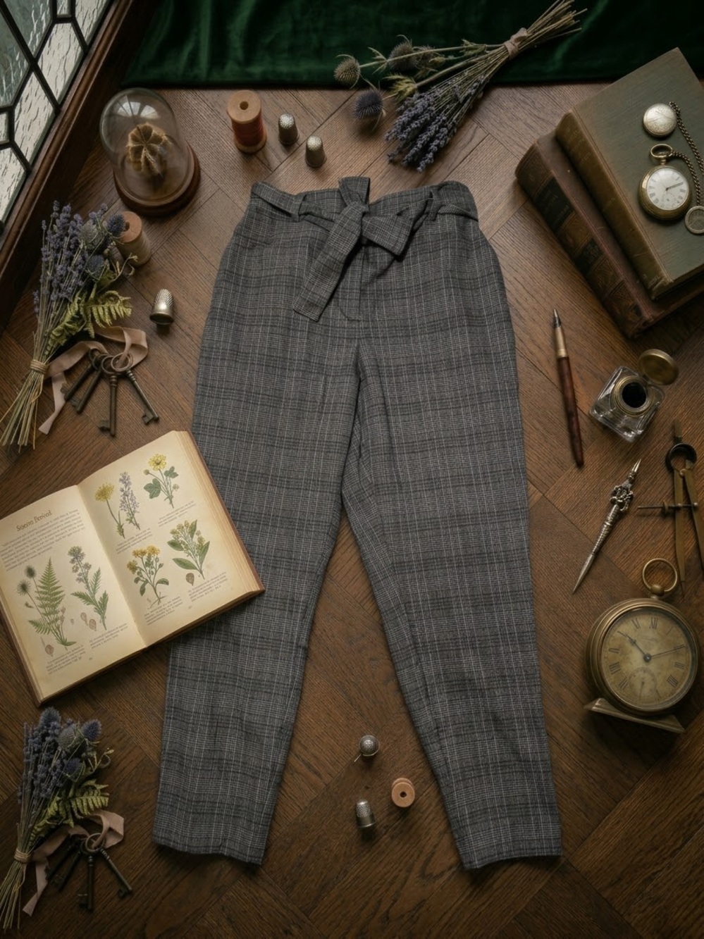 Reitmans Plaid Paperbag Waist Trousers